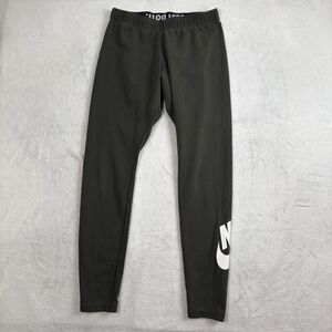 Nike Green Leg-A-See Logo Leggings Active Pants Women's Medium Compression Yoga
